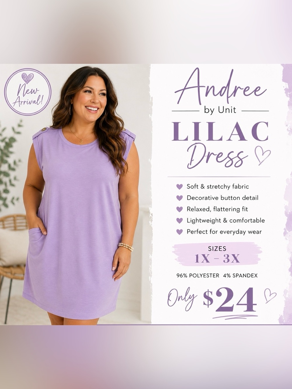 ANDREE BY UNIT Lilac Sleeveless Shift Dress
